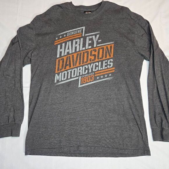 HARLEY DAVIDSON MOTORCYCLES LS GRAY SHIRT OCONOMOWOC WISCONSIN MENS SIZE XL - Picture 1 of 6